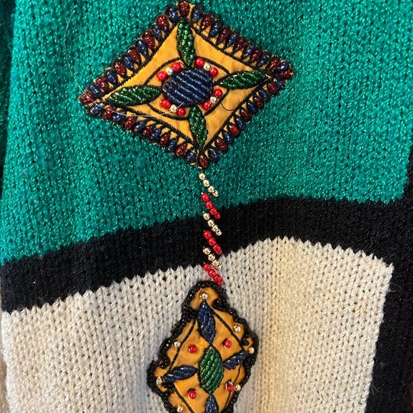 Vintage Christine Christmas Sweater Size Med With Shoulder Pads. Holiday Sweater - Picture 4 of 9